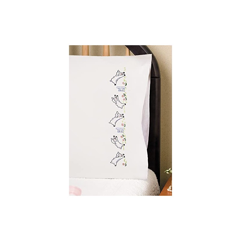 Design Works Crafts Prancing Sheep Stamped for Embroidery Pillowcases -