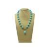 Choker Necklace with Balls and Turquoise Paste Pendant Drop
