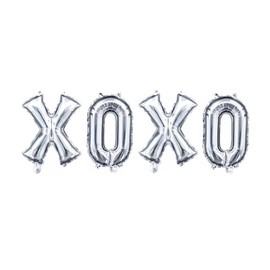 Dzrige 16 Inch XOXO Balloons Valentines Day Mylar Foil Letter Balloons Banner for Valentine Party Wedding Bridal Showers Engagement Anniversary Decor Supplies (Silver)