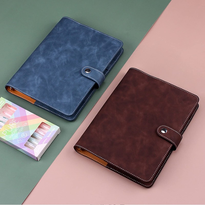 Leather Notebook Binder A5, PU Leather Refillable Notebook Ring Binder