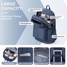 WEPOET - Mochila impermeable para portátil de 15.6 pulgadas, para estudiantes universitarios, azul (A4-blue)