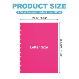 PATIKIL 4 Pair Discbound Notebook Cover, 8.74" x 11.26" Letter Size PP Disc Planner Cover for Arc Notebook Happy Planner Office Product, Rose Purple