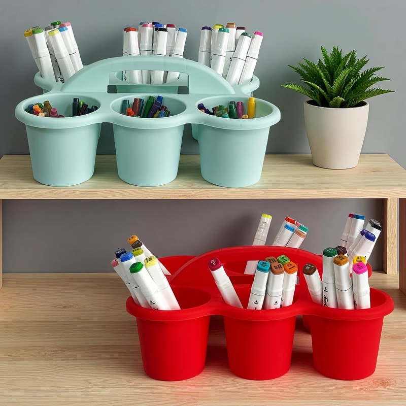 RAUVOLFIA 6 Pack Classroom Caddy Storage Basket with Handle, Plastic