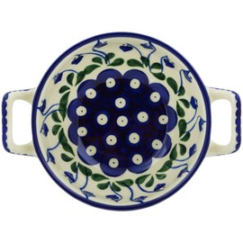 Polish Pottery Bouillon Cup 10 oz Bleeding Heart Peacock