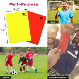 Soccer Referee Kit - Brightly Colored Red and Yellow Soccer Referee Cards and Whistle Made of Thick Premium Plastic with Cord, Loud and Clear Whistle Great for Coaches, Refereers, Lifeguards, Training