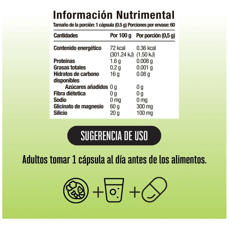 Glicinato De Magnesio | 240 Cápsulas | Magnesium Glycinate Sin