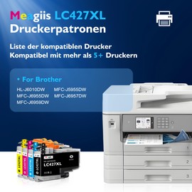 Meagiis LC427XL 6000/5000 Pages High Performance Printer Cartridges Compatible with Brother LC427XL LC-427 LC-427XL for HL-J6010DW MFC-J5955DW MFC-J6955DW MFC-J6957DW (1 Black, 1 Cyan, 1 Magenta, 1