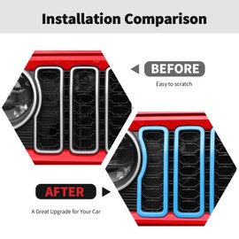 Front Grille Inserts Grill Decoration Exterior Accessories Compatible with Jeep Wrangler JL JLU & Gladiator JT 2024+,Light blue