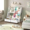 MAHANCRIS Kids Bookshelf and Toy Storage,3-Tier Sling Bookcase with 2