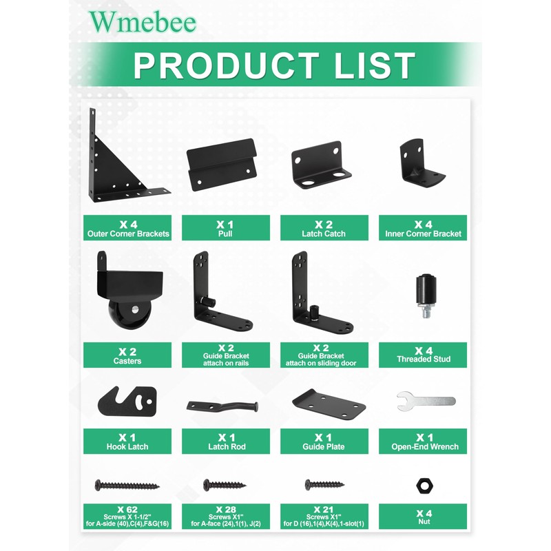 Wmebee Sliding Gate Kit,Heavy Duty Gate Hardware with Wheel, Anti