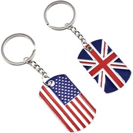2 Piezas Llavero de Bandera de Estados Unidos, Aleación Hierro y Zinc, Estilo Creativo y Simple, para Cumpleaños y Aniversarios