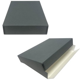 Lineco Museum Archival Storage Box, 11.75x18.25x3 in. Drop Front Design. Acid-Free with Metal Edge. Organize Photos, Pictures, Prints, Documents, Crafts, DIY. Gray, 2 Pack