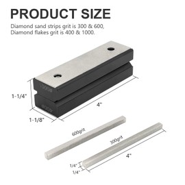 BLSGBUIDING Jointer Planer Blade Sharpening Stone (4-sided, Removable) Coarse, Fine, and Ultra-fine Grits Fully Equiped, Sand Strips Grit 300 ＆ 600, Diamond Flakes Grit 400 & 1000