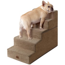 EHEYCIGA Dog Stairs for High Bed 22.5”H, 5-Step Dog Steps for Bed, Pet Steps for Small Dogs and Cats, Non-Slip Balanced Pet Ramp Indoor, Camel