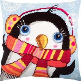 Brvsk Penguin. Needlepoint Kit. Throw Pillow 16×16 Inches. Printed Tapestry Canvas, European Quality