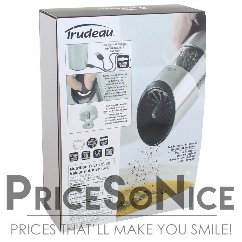 Trudeau Electric Rechargeable Salt & Pepper Mill Set MSRP $170