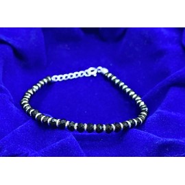 DARSHRAJ Jewellers 925 Sterling Silver Black Crystal Nazariya Bracelet: Unisex and Adjustable Jewelry