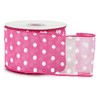Pretty Pink with White Polka Dots Sheer Wired Ribbon -