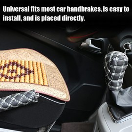 JNNJ Car Faux Leather Gear Knob Cover Handbrake Cover Sleeve, Soft PU Leather Gear Knob Cover Set, 2-Piece Car Handbrake Cover Set (White)