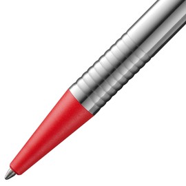 LAMY logo 205 Ballpoint Pen, Stainless Steel, Colour: Matt Red, with Integrated Clip-Pusher Unit, Incl. LAMY M 16 Large Capacity Refill, Line Width M, Red Ink