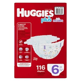 Huggies Plus Diapers, Size 6 (35+ Pounds), 116 Count