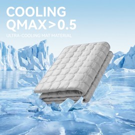 FunFurry Cooling Mat for Dogs，44"X32" Extra Large Pet Pad，Q-Max>0.5 Rapid Cooling Dense Weave Fabric，Washable Kennel Mat with Non-Slip Bottom (Light Grey, XL)