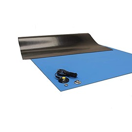 ESD Soldering Mat - Heat Resistant Anti-Static Table Mat - with Grounding Cord (24" x 120" (2' x 10'), Blue)
