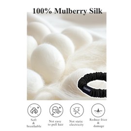 THXSILK 100% Mulberry Silk Scrunchies for Women, No Damage Hair Ties for Grils, Silk Smooth Ponytail Holder, Small 5 PCS, Cool Color