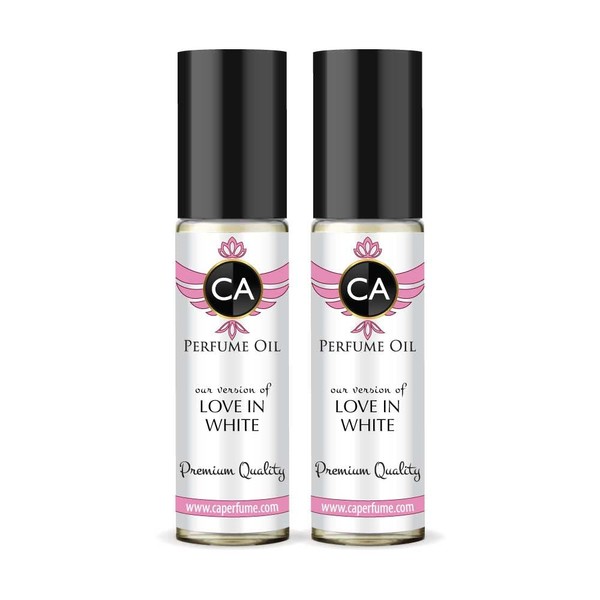 CA Perfume Impression of Love In White For Women Replica Fragrance Body Oil Dupes Alcohol-Free Essential Aromatherapy Sample Travel Size Concentrated Long Lasting Attar Roll-On 0.3 Fl Oz-X2