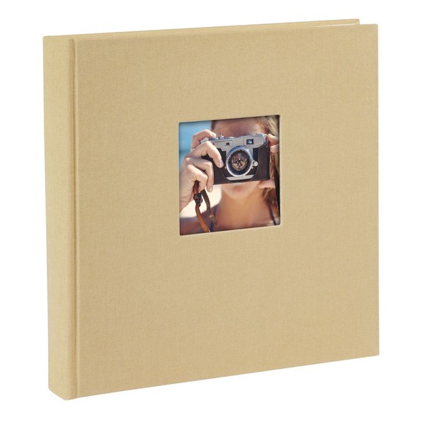 goldbuch otoalbum Bella Vista Beige, Photo Book 25 x 25 x 4 cm, Photo Album 60 White Pages, Linen Picture Album, Photo Album with Window Cut-Out, Photo Book Light Brown