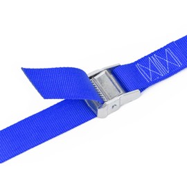PowerTye 1.5in x 4ft Special Edition Heavy-Duty Lashing Strap with Heavy-Duty Buckle - Made in USA - 300 lb. Working Load Limit - Blue - 2-Pack