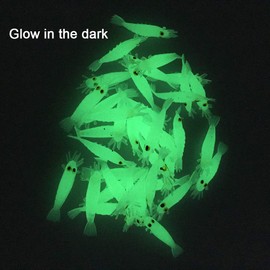 QualyQualy Fishing Soft Lures Artificial Bait Luminous Glow Shrimp Grub Worms Lure Ice Fishing Lures for Bass Walleye Trout Crappie 54pcs