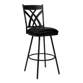 Armen Living Dover Tahiti 26" Brown Faux Leather Swivel Armed Kitchen Barstool In Auburn Bay Finish, Ford Black