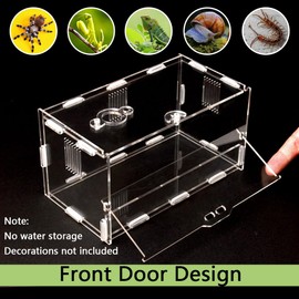 XIANYAGE Acrylic Jumping Spider Enclosure Reptile Terrarium with Front Opening Door Reptile Tank for Tarantula Small Reptile (8x4.5x4.3inch)