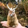 Basuo-9Q Realistic Jackalope Furry Wild Animal Replica Figurine Easter Bunny