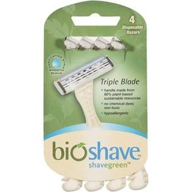 shavegreen Bioshave Triple Blade Razors - 24 Count, Biodegradable Handle, Disposable Razors