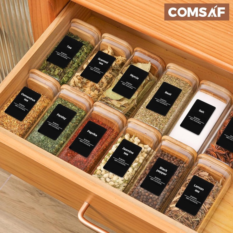 ComSaf 6Pcs 10 oz Spice Jars with Label Trial Set,