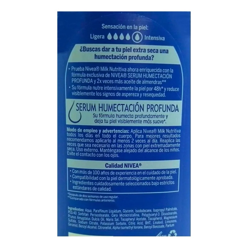 Nivea Milk Nutritiva Crema Corporal Nutrición Piel Extra Seca