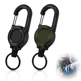 XOXVURI Heavy Duty Retractable Key Fob, 2pcs Retractable Key Chain, Lanyard Extendable with 80cm Steel Cord for ID Badge Holder, Card Holder, Key Cards, blue