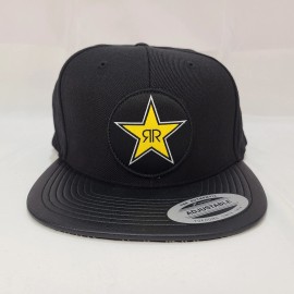 Yupoong Rockstar Energy Drink Adult Black Star Patch Adjustable Spellout Graphic Hat Cap