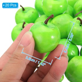 PATIKIL 20 Pcs Artificial Mini Apple, Foam Simulation Fake Small Green Apple Lifelike Realistic Faux Fake Fruit Model for Home Kitchen Party Decoration, Photography Props