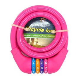 Starlet24 Children's Bicycle Lock Combination Lock Bicycle Spiral Lock 1.2 cm x 120 cm Pink