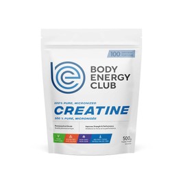 Body Energy Club Creatine Monohydrate Powder - Pure Vegan Creatine for Enhanced Muscle Growth, Strength, and Energy - Improve Workout Performance and Recovery - 500g