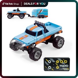 【Live Exclusive】Hotfree 1/64 Mini RC Monster Truck, Mini RC Car, Metal Off-Road Stomper with Trailer, 2.4GHz Remote Control All-Terrain Vehicle, 3-Speed Adjustable, USB-C Rechargeable, Indoor Outdoor Racing Toy, Fun Birthday Gift for Kids Boys:_#3