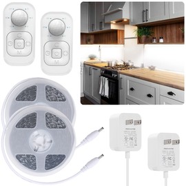Motion Sensor Under Cabinet Lights - Plug-in LED Strip Lights Indoor With UL FCC Approved Adapter, Dimmer And Timer For Kitchen Cabinet, Counter, Shelf, Showcase, Stairway, Bedroom, Corridor, Washroom