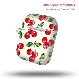 GlamCase for AirPods 2nd & 1st Generation Case, AirPods 1/2 Case - Cherry Watercolor Pattern Design Printed Cute Plastic Hardshell Designer AirPod Case/Cover for AirPods 1st / 2nd Generation