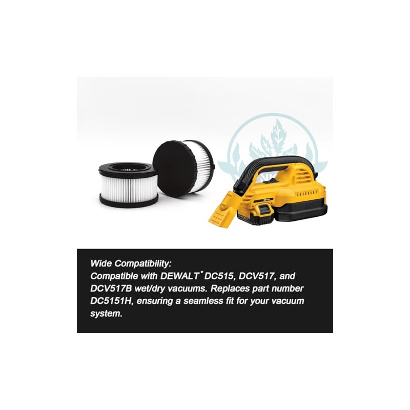4 Pack DC5151H HEPA Filter Replacement Compatible with DEWALT DC515,