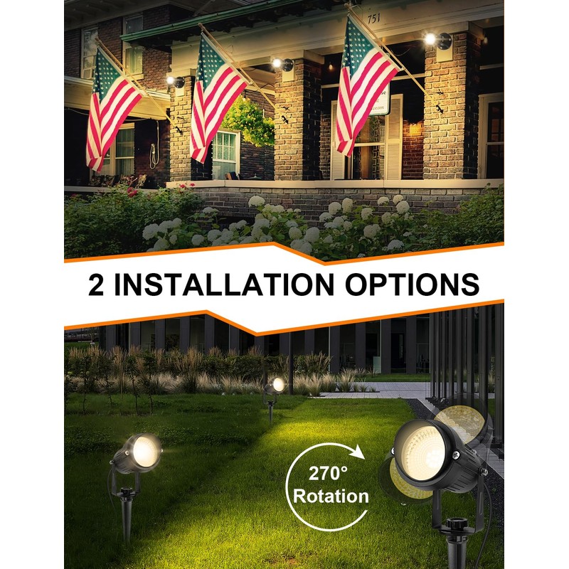 CREPOW Dusk to Dawn Outdoor LED Spotlight,Outdoor Landscape Lighting with