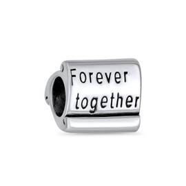 Love Family Couples Inspirational Words Mantra Valentine Forever Together Charm Bead For Women For Teen .925 Sterling Silver Fits European Bracelet