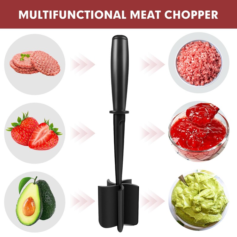 2Pcs Ground Beef Chopper Tool, Meat Masher Ground Beef Heat
